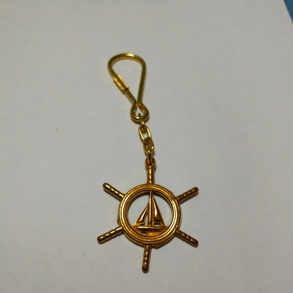 VINTAGE SOLID BRASS SHIPS WHEEL KEY RING HAND-MADE USA-never used - Picture 7 of 10